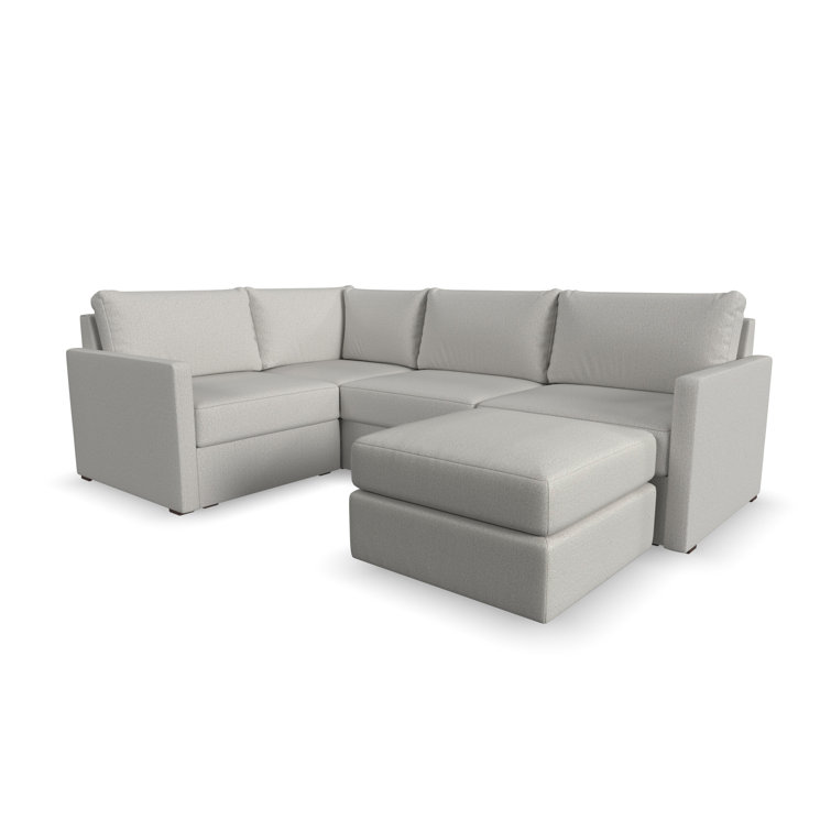 Frost Light Gray Fabric Modular Sectional Sofa with Ottoman