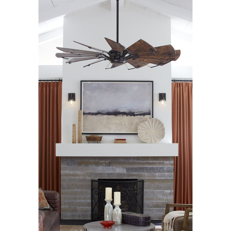 Rustic 60'' Walnut Windmill Ceiling Fan with Remote