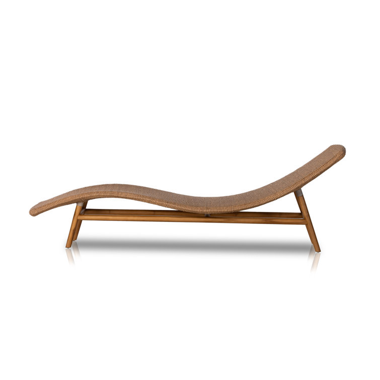 Natural Teak Outdoor Wicker Chaise Lounge