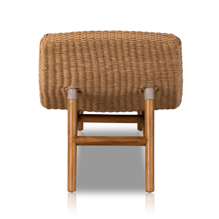 Natural Teak Outdoor Wicker Chaise Lounge