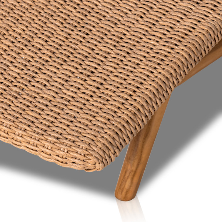 Natural Teak Outdoor Wicker Chaise Lounge
