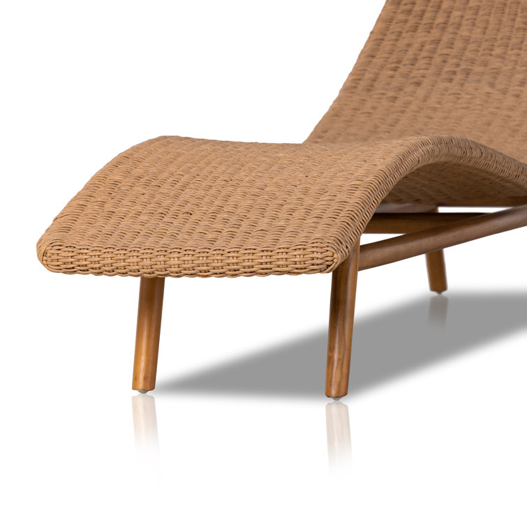 Natural Teak Outdoor Wicker Chaise Lounge