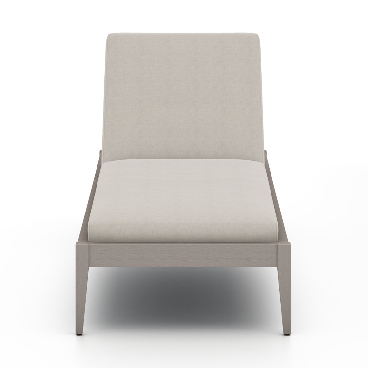 Weathered Gray Teak Outdoor Chaise Lounge with Cushions