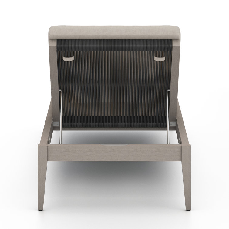 Weathered Gray Teak Outdoor Chaise Lounge with Cushions