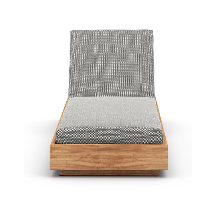 Teak Adjustable Outdoor Chaise Lounge with Gray Cushions
