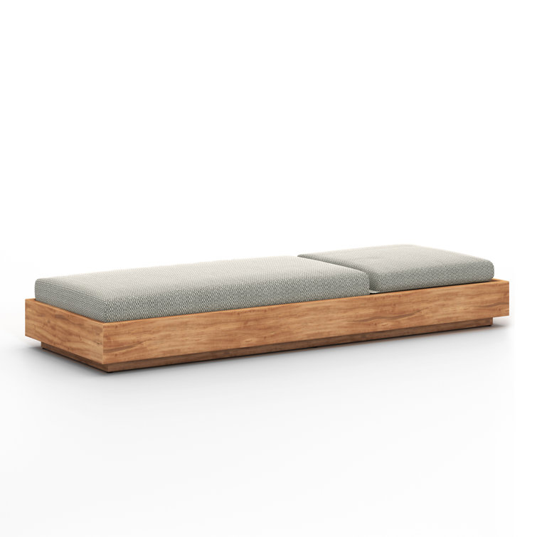 Teak Adjustable Outdoor Chaise Lounge with Gray Cushions
