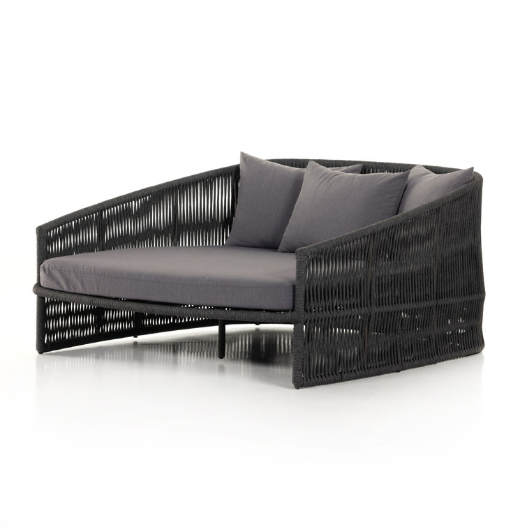 Gray Woven Aluminum Outdoor Daybed with Cushions