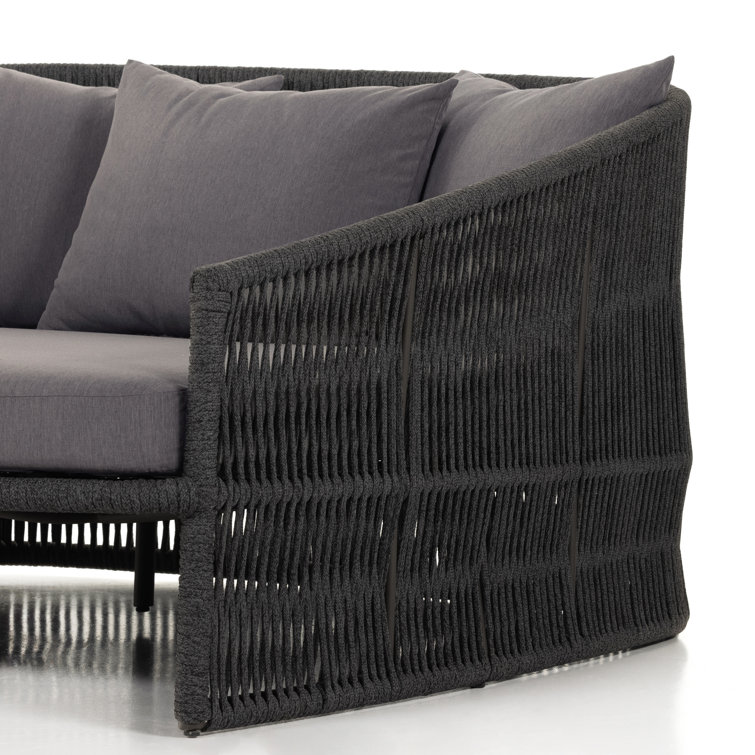 Gray Woven Aluminum Outdoor Daybed with Cushions