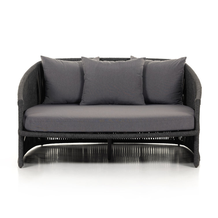 Gray Woven Aluminum Outdoor Daybed with Cushions