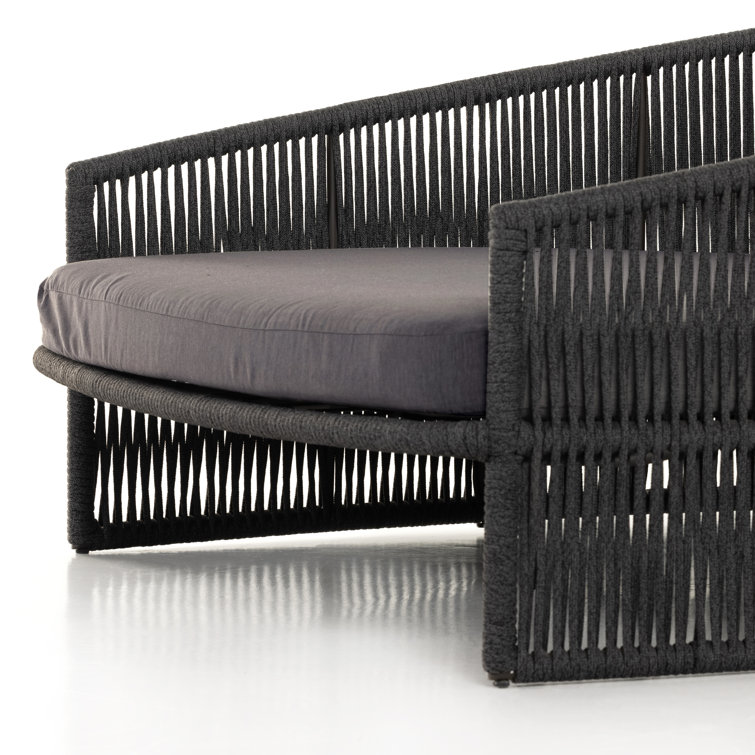 Gray Woven Aluminum Outdoor Daybed with Cushions