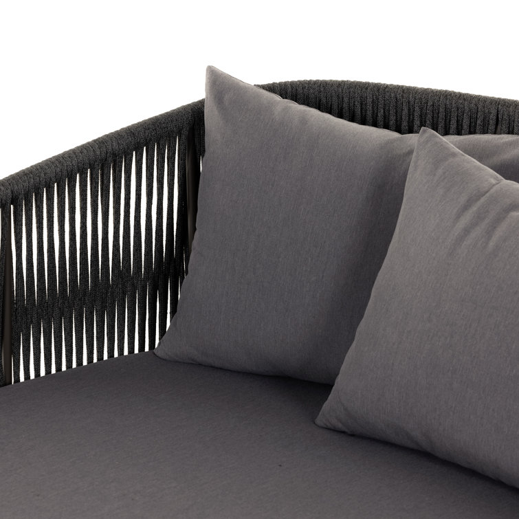Gray Woven Aluminum Outdoor Daybed with Cushions