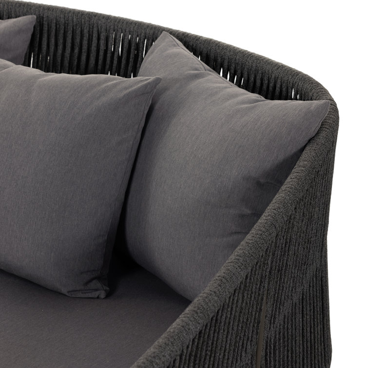 Gray Woven Aluminum Outdoor Daybed with Cushions
