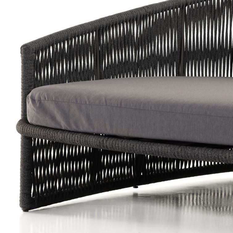 Gray Woven Aluminum Outdoor Daybed with Cushions