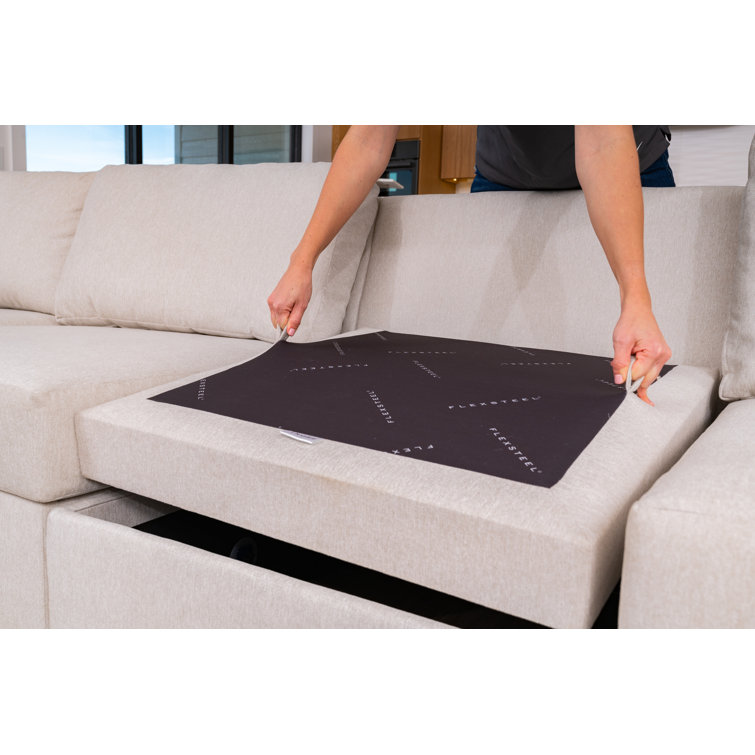 Flex 69.5" Gray Solid Fabric Loveseat with Track Arm & Pillow Back