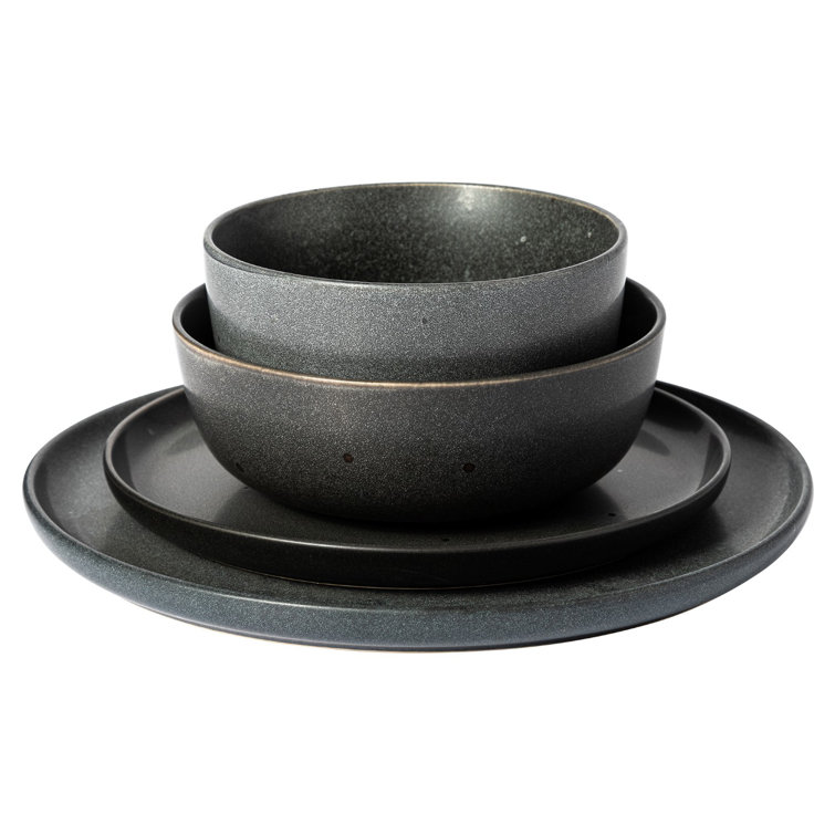 Truffle Gray Ceramic 16-Piece Minimalist Dinnerware Set