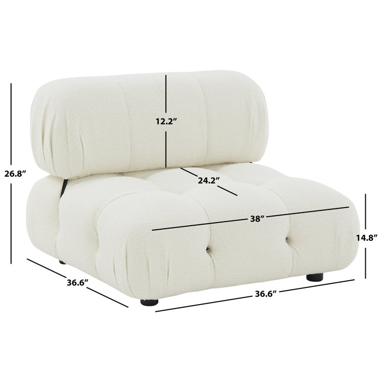Ellamaria Ivory Boucle Wood Slipper Accent Chair