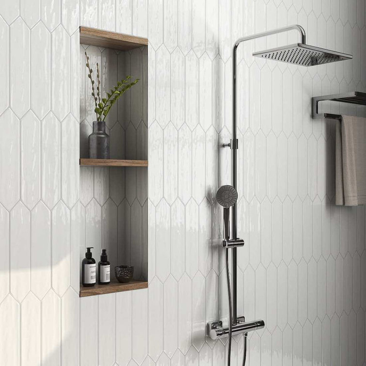 Arte 3" x 12" Glossy White Ceramic Subway Wall Tile