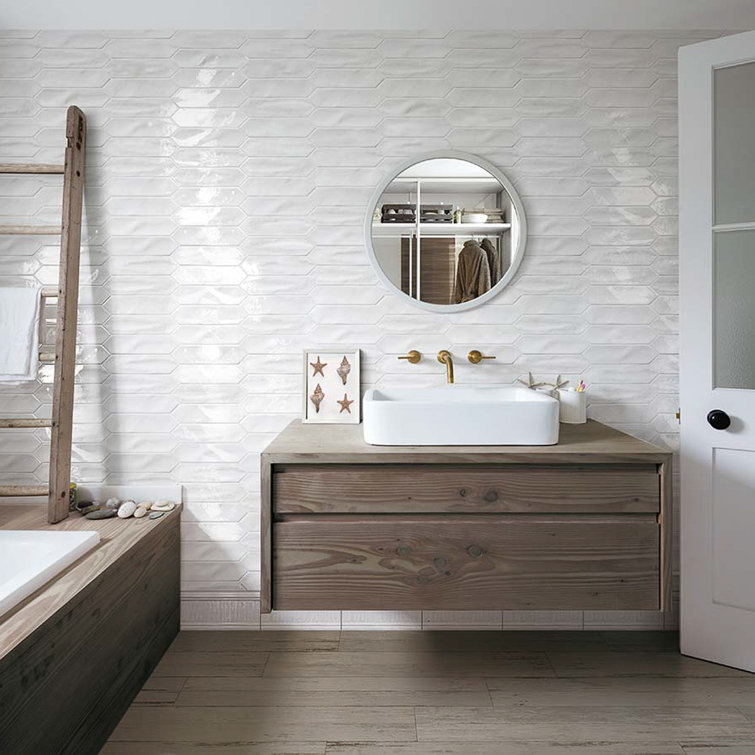 Arte 3" x 12" Glossy White Ceramic Subway Wall Tile