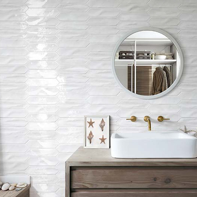Arte 3" x 12" Glossy White Ceramic Subway Wall Tile