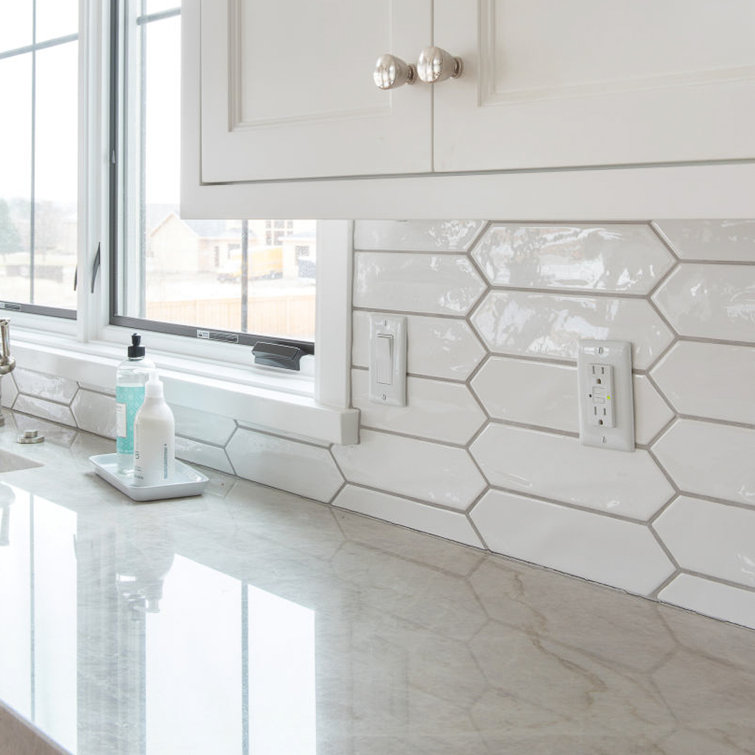 Arte 3" x 12" Glossy White Ceramic Subway Wall Tile