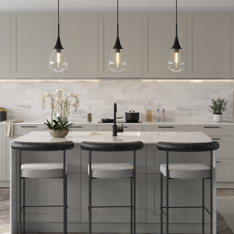 Clear Glass Teardrop Pendant Light with Blackened Bronze Finish
