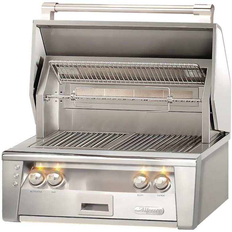 Stainless Steel Built-In Natural Gas Grill with Rotisserie and Smoker