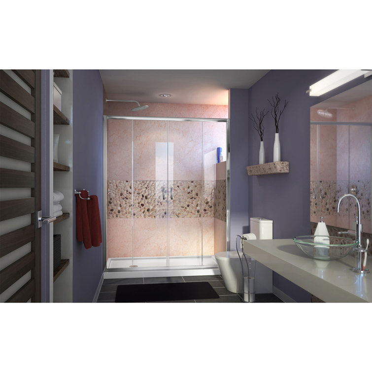 Visions 60" x 36" Frameless Clear Glass Shower Kit with Brushed Nickel Hardware