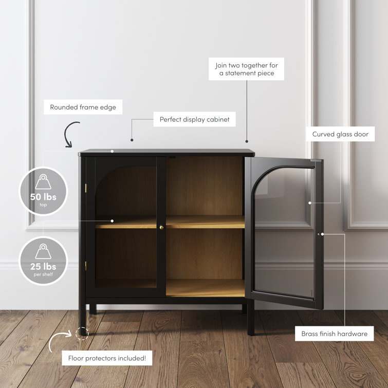 Mason 31'' Black and Oak Sideboard with Glass Doors