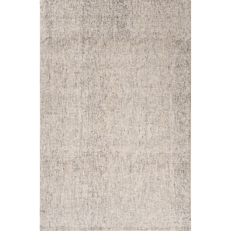 Britta Modern Hand-Tufted Wool Rectangular Rug in Solid White/Brown