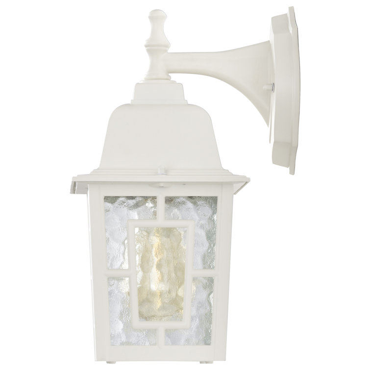 Bronze and White Metal Outdoor Lantern Wall Light