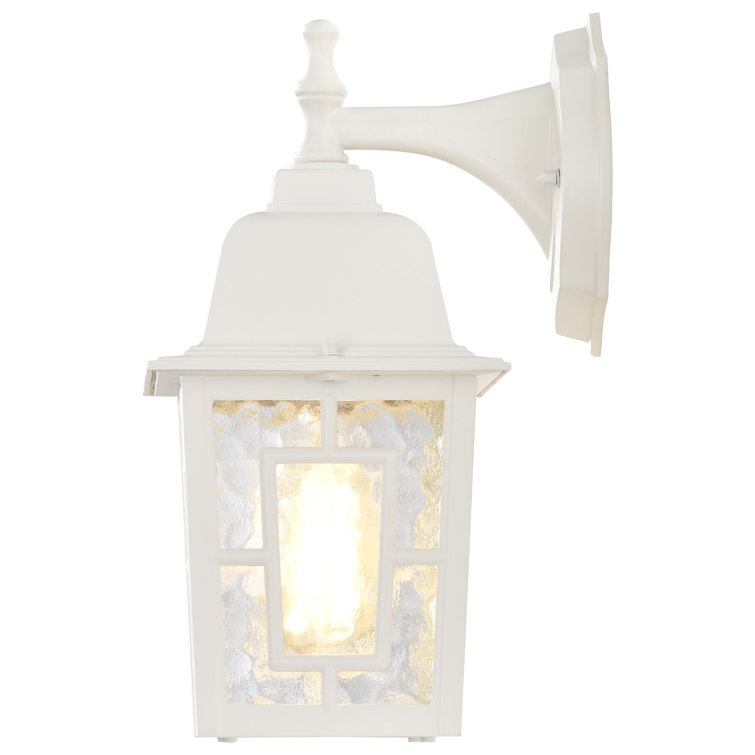 Bronze and White Metal Outdoor Lantern Wall Light
