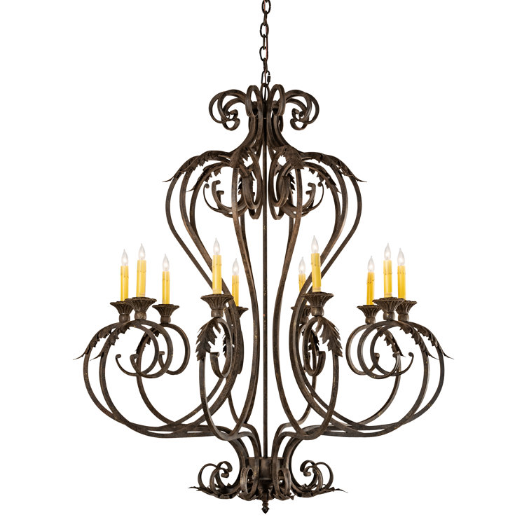 Chocolate Bronze 10-Light Candle Chandelier with Ivory Faux Candlelights