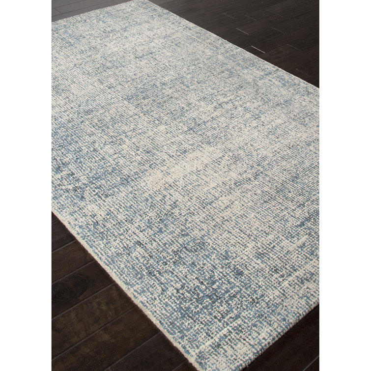 Light Grey & Real Teal Hand-Tufted Wool Area Rug 9'6"x13'6"