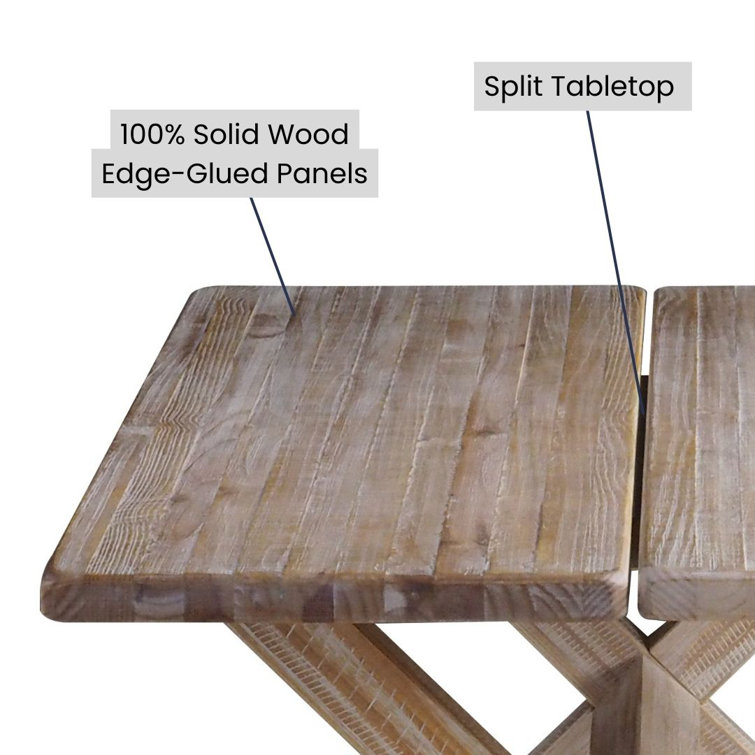 Montauk Driftwood 63" Solid Pine Farmhouse Dining Table