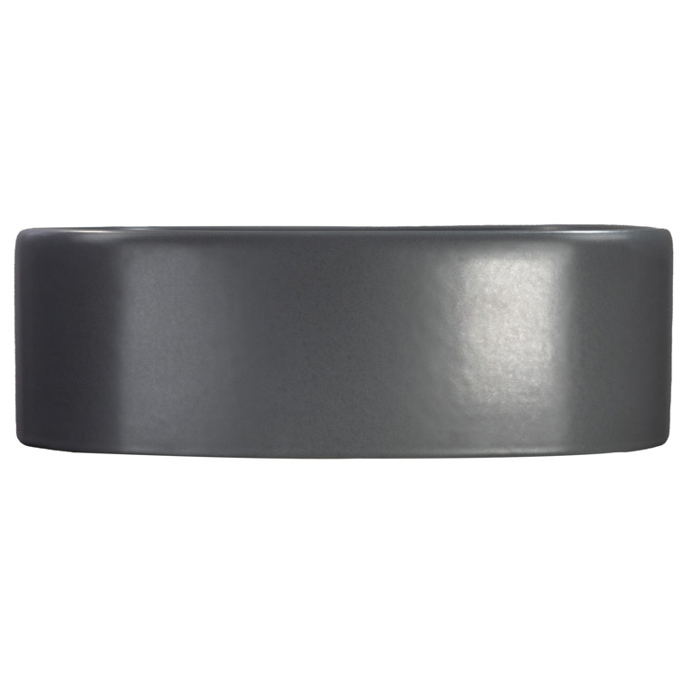 Matte Gray Ceramic Square Vessel Bathroom Sink