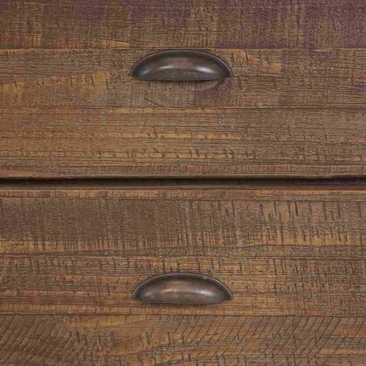 Rustic Walnut Solid Wood 5-Drawer Chest with Deep Drawers