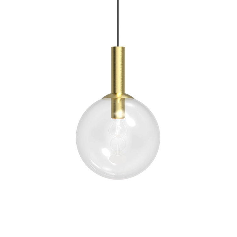 Polished Nickel Glass Globe Pendant Light with LED
