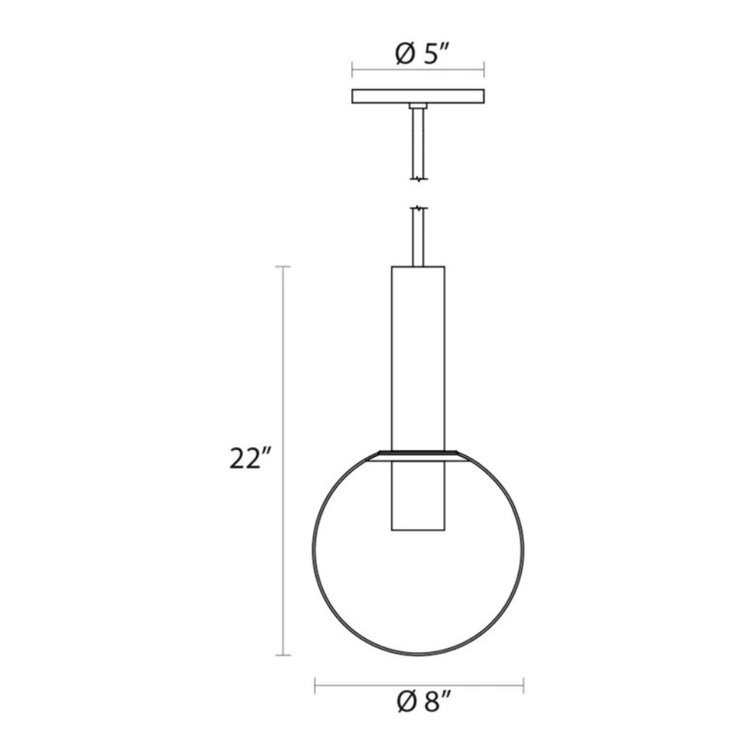 Polished Nickel Glass Globe Pendant Light with LED