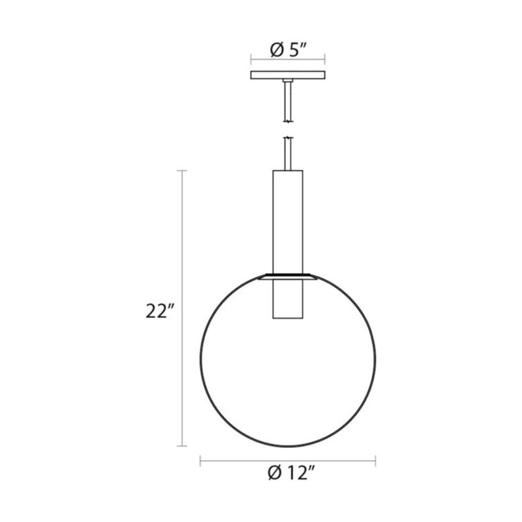 Polished Nickel Glass Globe Pendant Light with LED