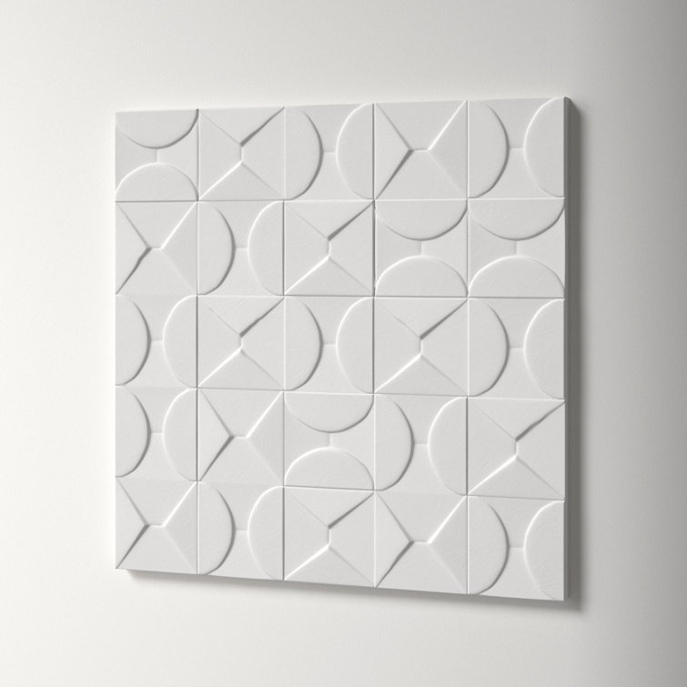 White Geometric Wood Square Wall Art Decor