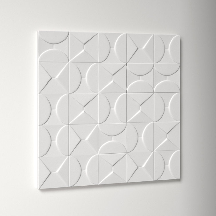 White Geometric Wood Square Wall Art Decor