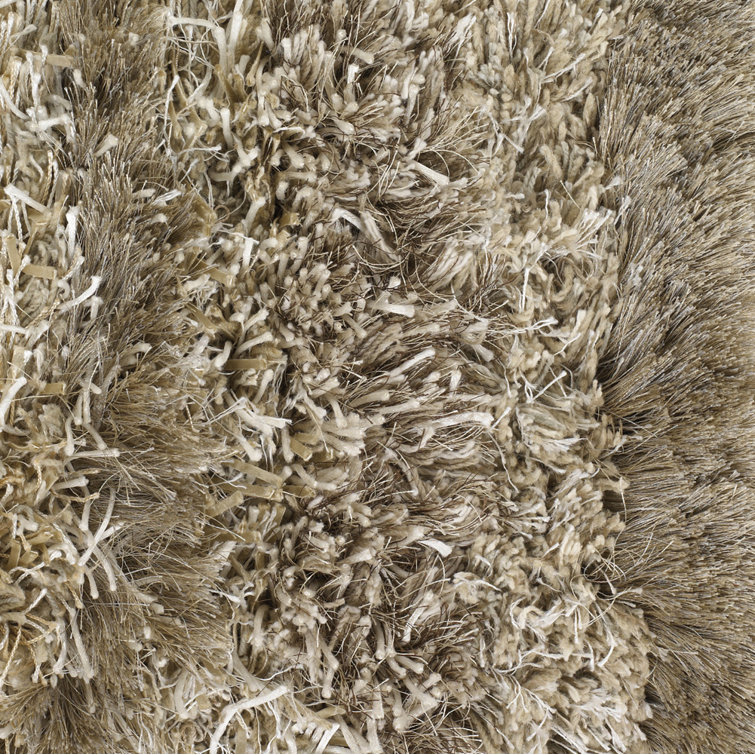 Hand-Woven Gray-White Shag Area Rug 5' x 7'6" Wool-Synthetic Blend