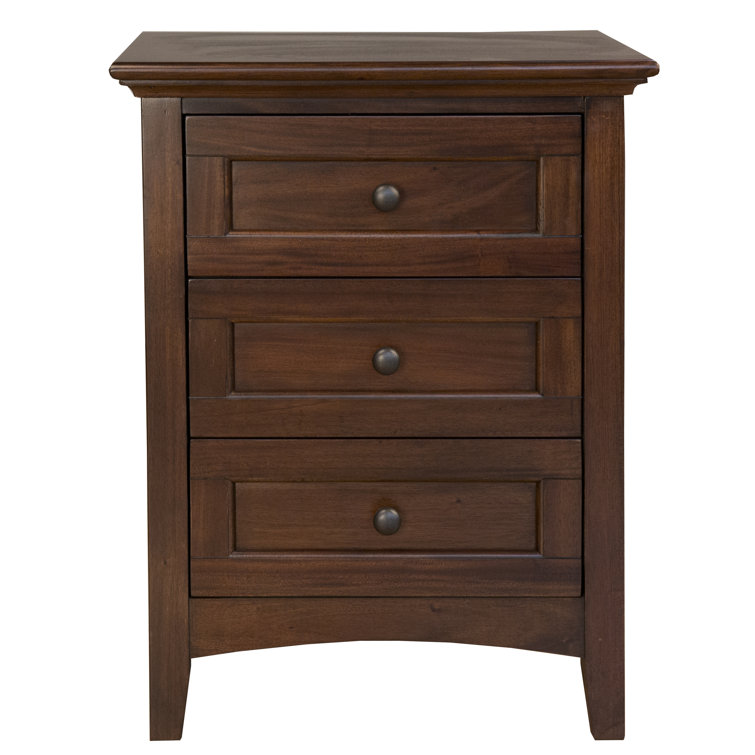 Transitional Cherry Brown Mahogany 3-Drawer Nightstand