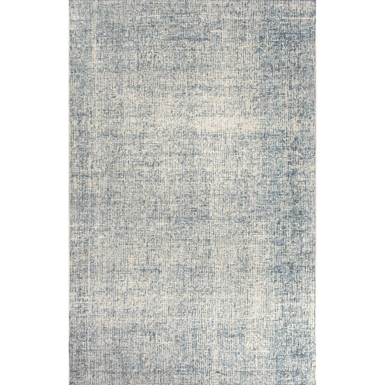 Light Grey & Real Teal Hand-Tufted Wool Area Rug 9'6"x13'6"