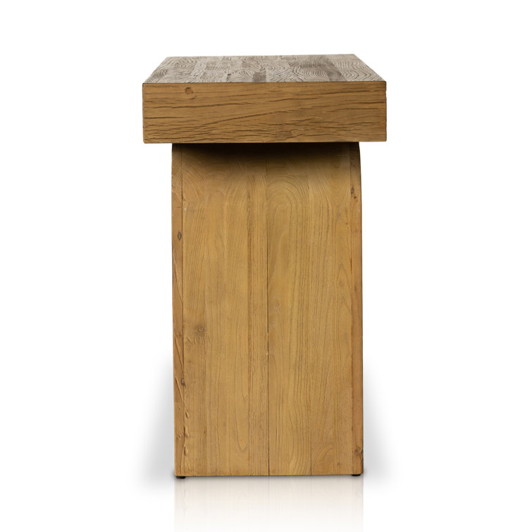 Natural Elm Console Table with Arched Legs and Storage