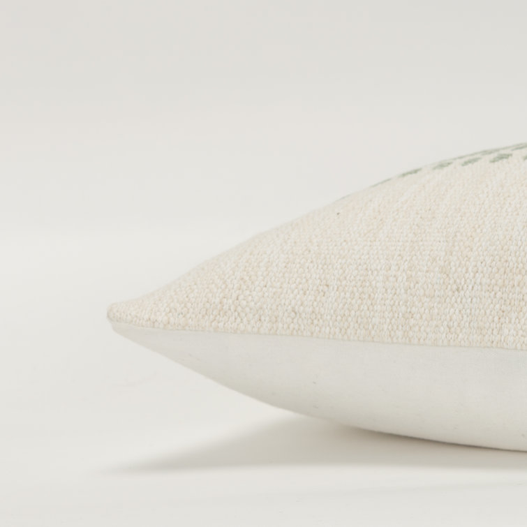 Natural Green Striped Cotton Lumbar Pillow Set