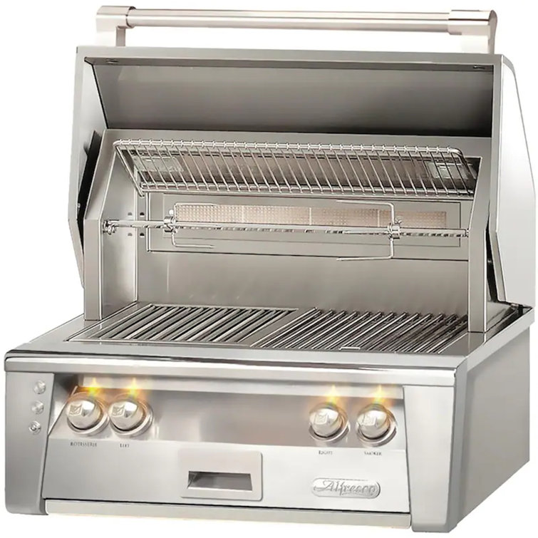 30-Inch Stainless Steel Built-In Propane Grill with Rotisserie and Smoker