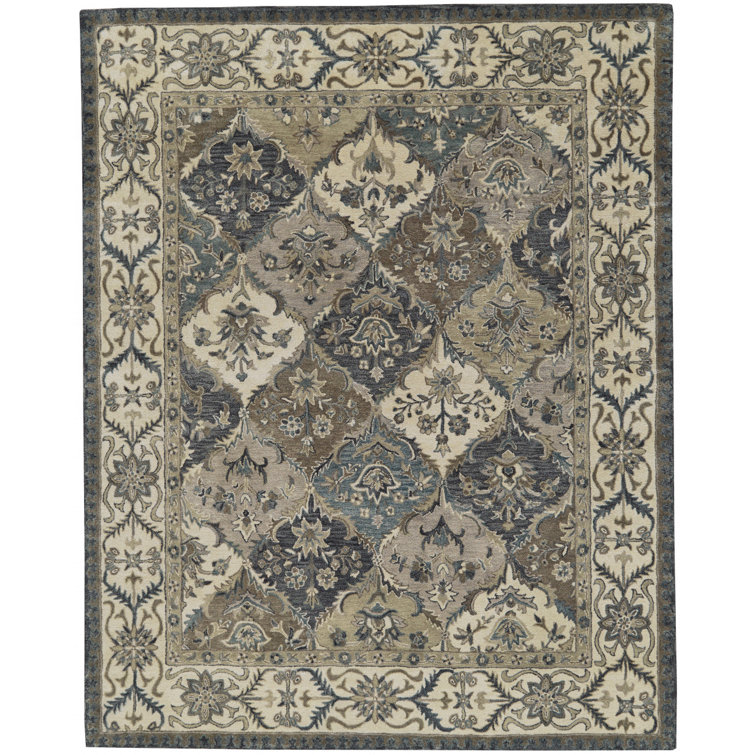 Gray Wool Hand-Tufted Persian Style Area Rug