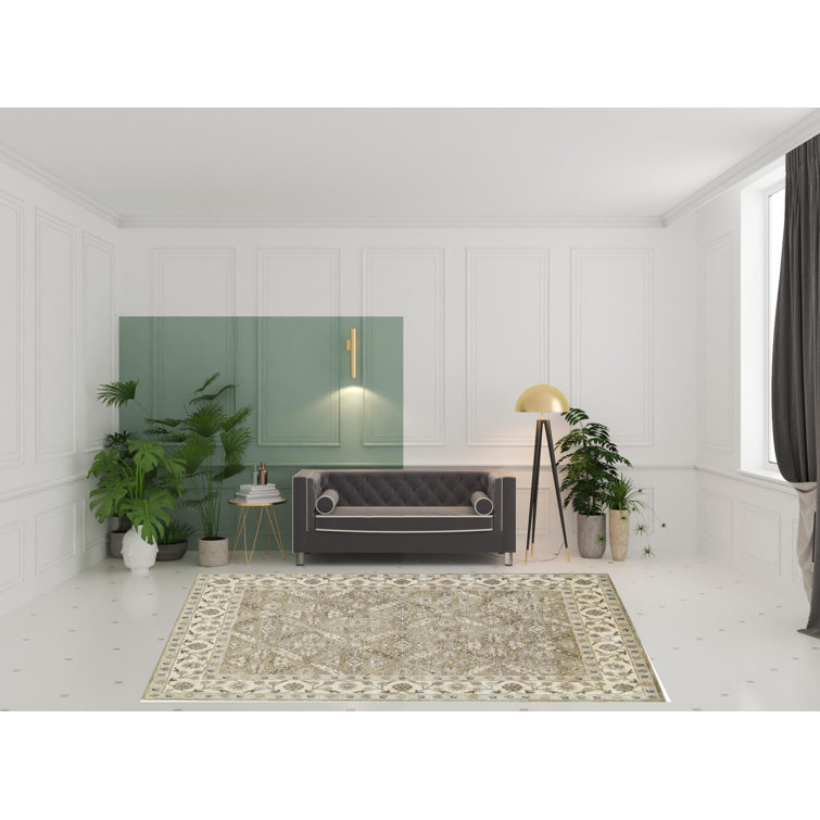 Hand-Tufted Green and Beige Wool 8' x 11' Area Rug