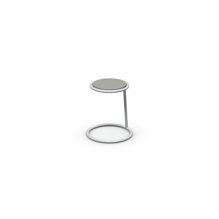 Round White Stone and Wood C End Table